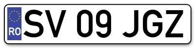 Placuta inmatriculare numar auto  SV-09-JGZ, SV 09 JGZ, SV09JGZ