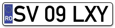 Placuta inmatriculare numar auto  SV-09-LXY, SV 09 LXY, SV09LXY