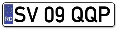 Placuta inmatriculare numar auto  SV-09-QQP, SV 09 QQP, SV09QQP