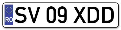 Placuta inmatriculare numar auto  SV-09-XDD, SV 09 XDD, SV09XDD