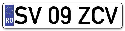 Placuta inmatriculare numar auto  SV-09-ZCV, SV 09 ZCV, SV09ZCV