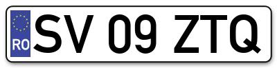 Placuta inmatriculare numar auto  SV-09-ZTQ, SV 09 ZTQ, SV09ZTQ
