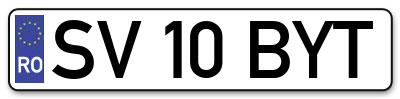 Placuta inmatriculare numar auto  SV-10-BYT, SV 10 BYT, SV10BYT