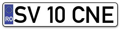 Placuta inmatriculare numar auto  SV-10-CNE, SV 10 CNE, SV10CNE