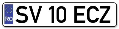 Placuta inmatriculare numar auto  SV-10-ECZ, SV 10 ECZ, SV10ECZ