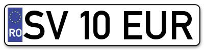 Placuta inmatriculare numar auto  SV-10-EUR, SV 10 EUR, SV10EUR