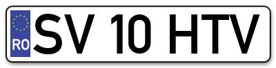 Placuta inmatriculare numar auto  SV-10-HTV, SV 10 HTV, SV10HTV