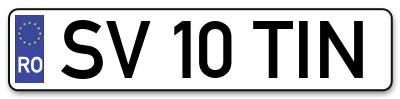 Placuta inmatriculare numar auto  SV-10-TIN, SV 10 TIN, SV10TIN