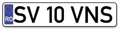 Placuta inmatriculare numar auto  SV-10-VNS, SV 10 VNS, SV10VNS