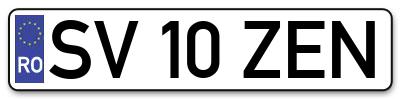 Placuta inmatriculare numar auto  SV-10-ZEN, SV 10 ZEN, SV10ZEN