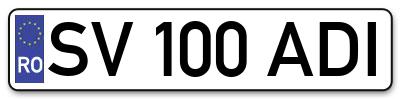 Placuta inmatriculare numar auto  SV-100-ADI, SV 100 ADI, SV100ADI