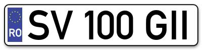 Placuta inmatriculare numar auto  SV-100-GII, SV 100 GII, SV100GII