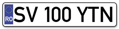 Placuta inmatriculare numar auto  SV-100-YTN, SV 100 YTN, SV100YTN