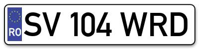 Placuta inmatriculare numar auto  SV-104-WRD, SV 104 WRD, SV104WRD