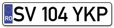 Placuta inmatriculare numar auto  SV-104-YKP, SV 104 YKP, SV104YKP