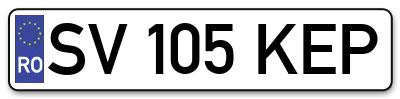 Placuta inmatriculare numar auto  SV-105-KEP, SV 105 KEP, SV105KEP