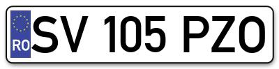 Placuta inmatriculare numar auto  SV-105-PZO, SV 105 PZO, SV105PZO