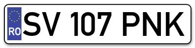 Placuta inmatriculare numar auto  SV-107-PNK, SV 107 PNK, SV107PNK