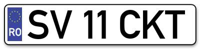 Placuta inmatriculare numar auto  SV-11-CKT, SV 11 CKT, SV11CKT
