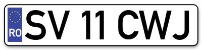 Placuta inmatriculare numar auto  SV-11-CWJ, SV 11 CWJ, SV11CWJ