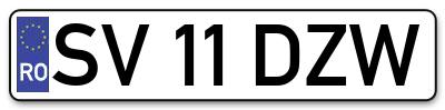 Placuta inmatriculare numar auto  SV-11-DZW, SV 11 DZW, SV11DZW