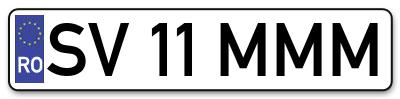 Placuta inmatriculare numar auto  SV-11-MMM, SV 11 MMM, SV11MMM