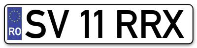 Placuta inmatriculare numar auto  SV-11-RRX, SV 11 RRX, SV11RRX