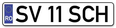 Placuta inmatriculare numar auto  SV-11-SCH, SV 11 SCH, SV11SCH