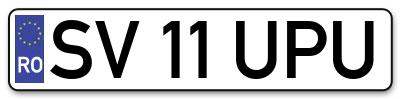 Placuta inmatriculare numar auto  SV-11-UPU, SV 11 UPU, SV11UPU