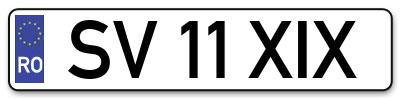 Placuta inmatriculare numar auto  SV-11-XIX, SV 11 XIX, SV11XIX