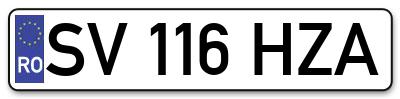 Placuta inmatriculare numar auto  SV-116-HZA, SV 116 HZA, SV116HZA