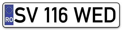 Placuta inmatriculare numar auto  SV-116-WED, SV 116 WED, SV116WED