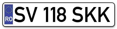 Placuta inmatriculare numar auto  SV-118-SKK, SV 118 SKK, SV118SKK