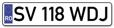 Placuta inmatriculare numar auto  SV-118-WDJ, SV 118 WDJ, SV118WDJ