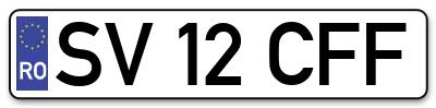 Placuta inmatriculare numar auto  SV-12-CFF, SV 12 CFF, SV12CFF