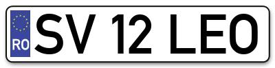Placuta inmatriculare numar auto  SV-12-LEO, SV 12 LEO, SV12LEO