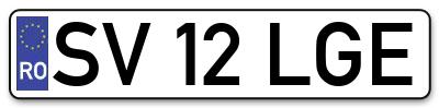 Placuta inmatriculare numar auto  SV-12-LGE, SV 12 LGE, SV12LGE