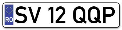 Placuta inmatriculare numar auto  SV-12-QQP, SV 12 QQP, SV12QQP