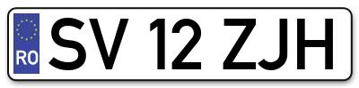 Placuta inmatriculare numar auto  SV-12-ZJH, SV 12 ZJH, SV12ZJH