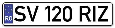 Placuta inmatriculare numar auto  SV-120-RIZ, SV 120 RIZ, SV120RIZ