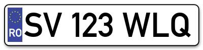 Placuta inmatriculare numar auto  SV-123-WLQ, SV 123 WLQ, SV123WLQ