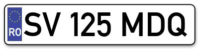 Placuta inmatriculare numar auto  SV-125-MDQ, SV 125 MDQ, SV125MDQ