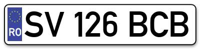 Placuta inmatriculare numar auto  SV-126-BCB, SV 126 BCB, SV126BCB