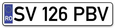 Placuta inmatriculare numar auto  SV-126-PBV, SV 126 PBV, SV126PBV