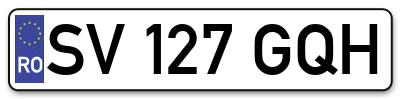 Placuta inmatriculare numar auto  SV-127-GQH, SV 127 GQH, SV127GQH