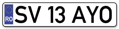 Placuta inmatriculare numar auto  SV-13-AYO, SV 13 AYO, SV13AYO
