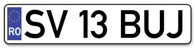 Placuta inmatriculare numar auto  SV-13-BUJ, SV 13 BUJ, SV13BUJ