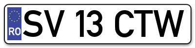 Placuta inmatriculare numar auto  SV-13-CTW, SV 13 CTW, SV13CTW
