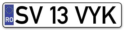 Placuta inmatriculare numar auto  SV-13-VYK, SV 13 VYK, SV13VYK
