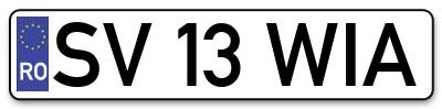 Placuta inmatriculare numar auto  SV-13-WIA, SV 13 WIA, SV13WIA